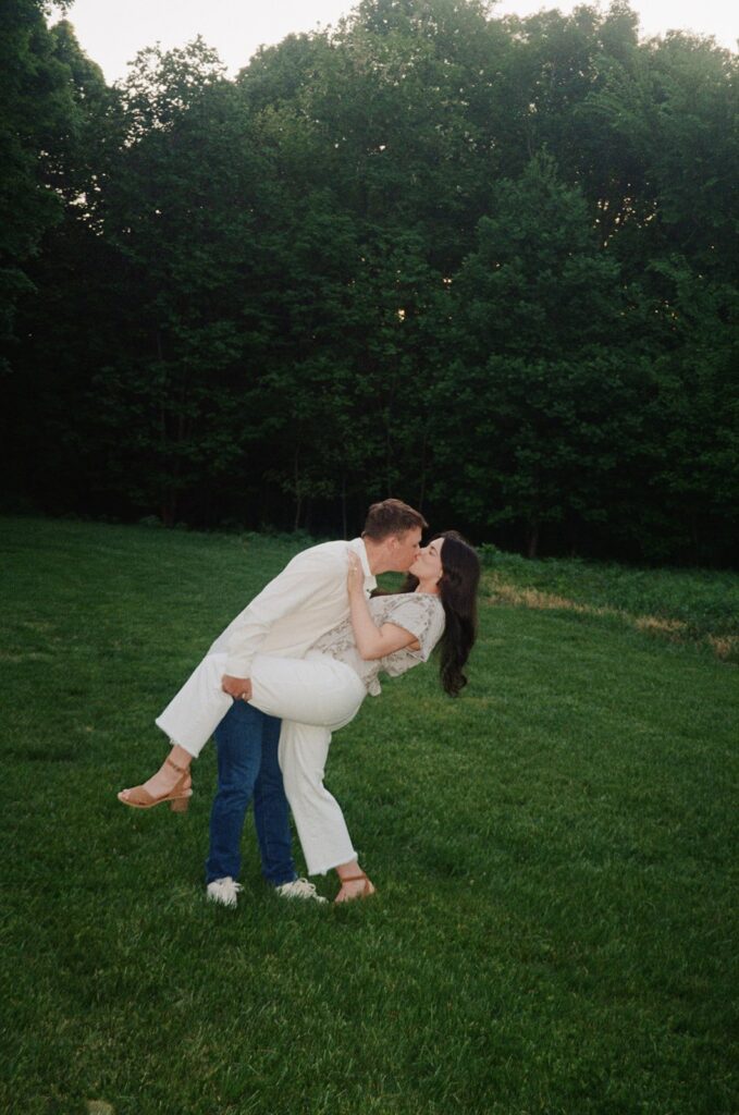Golden hour engagement photos of Jenna and Aaron at Cherokee Park in Louisville Kentucky