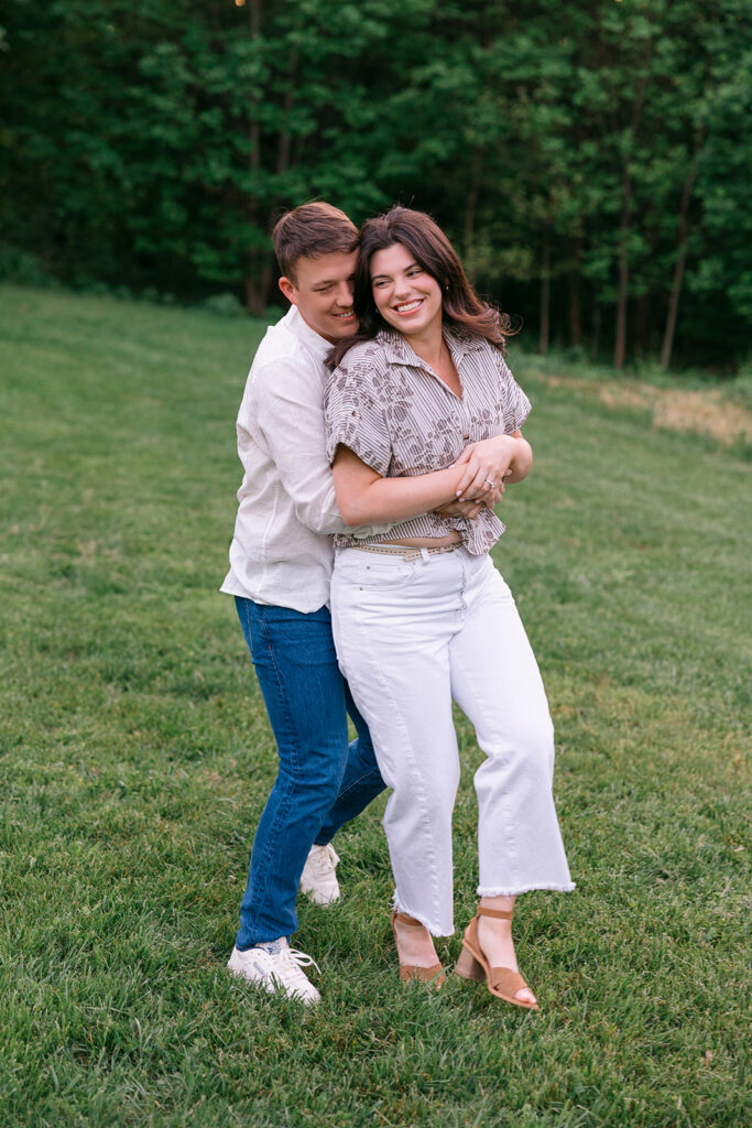 Louisville KY engagement session featuring natural candid moments at Cherokee Park