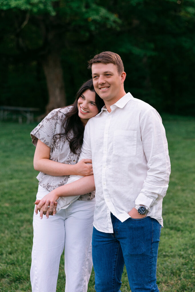 Scenic engagement session location at Cherokee Park in Louisville during sunset